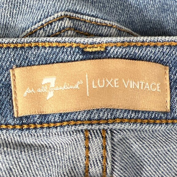 7 FOR ALL MANKIND Luxe Vintage High Rise Button Fly Jo Chew Hem Jeans Sz 27 - Picture 5 of 8